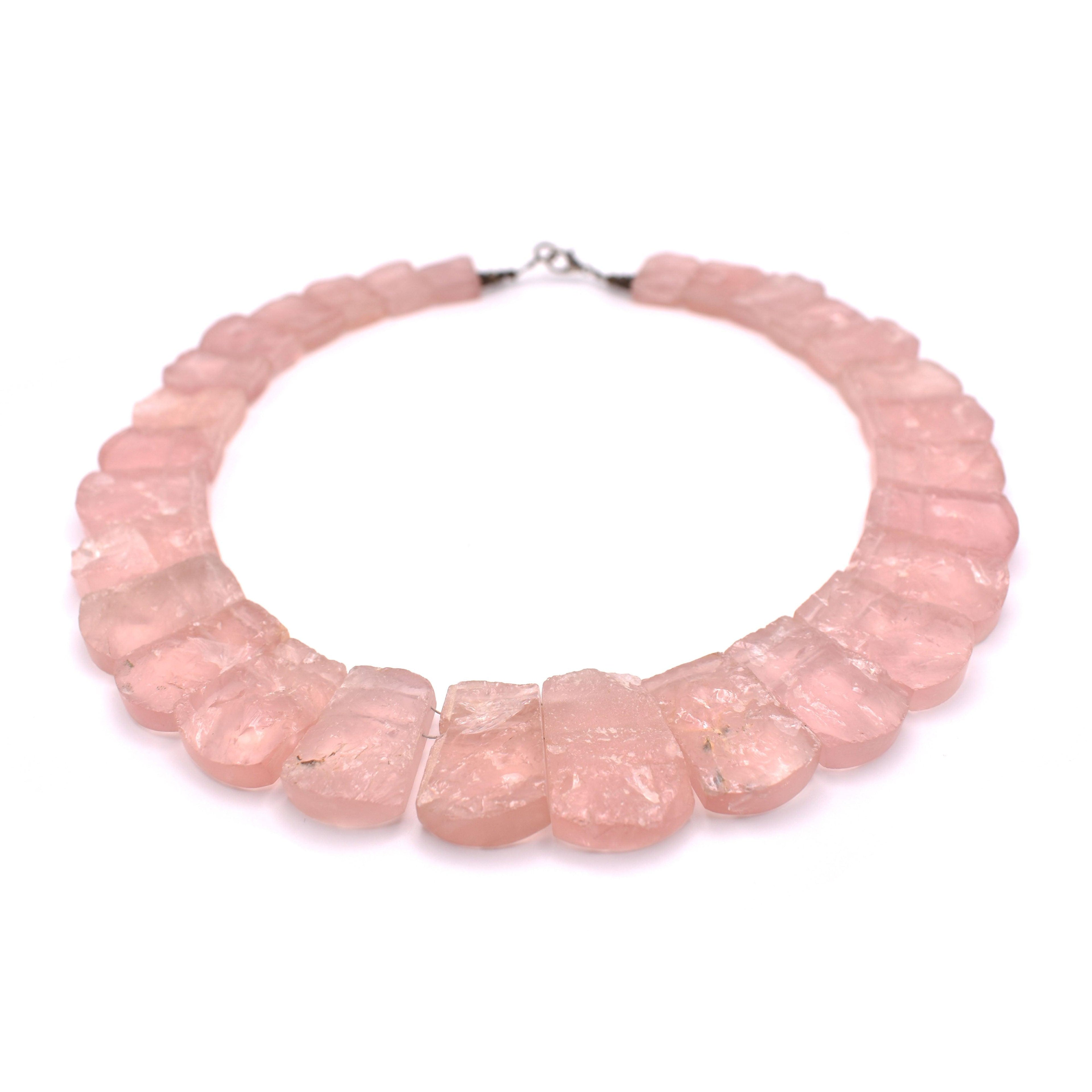 Rose Quartz Bib Necklace - Mystic Gleam