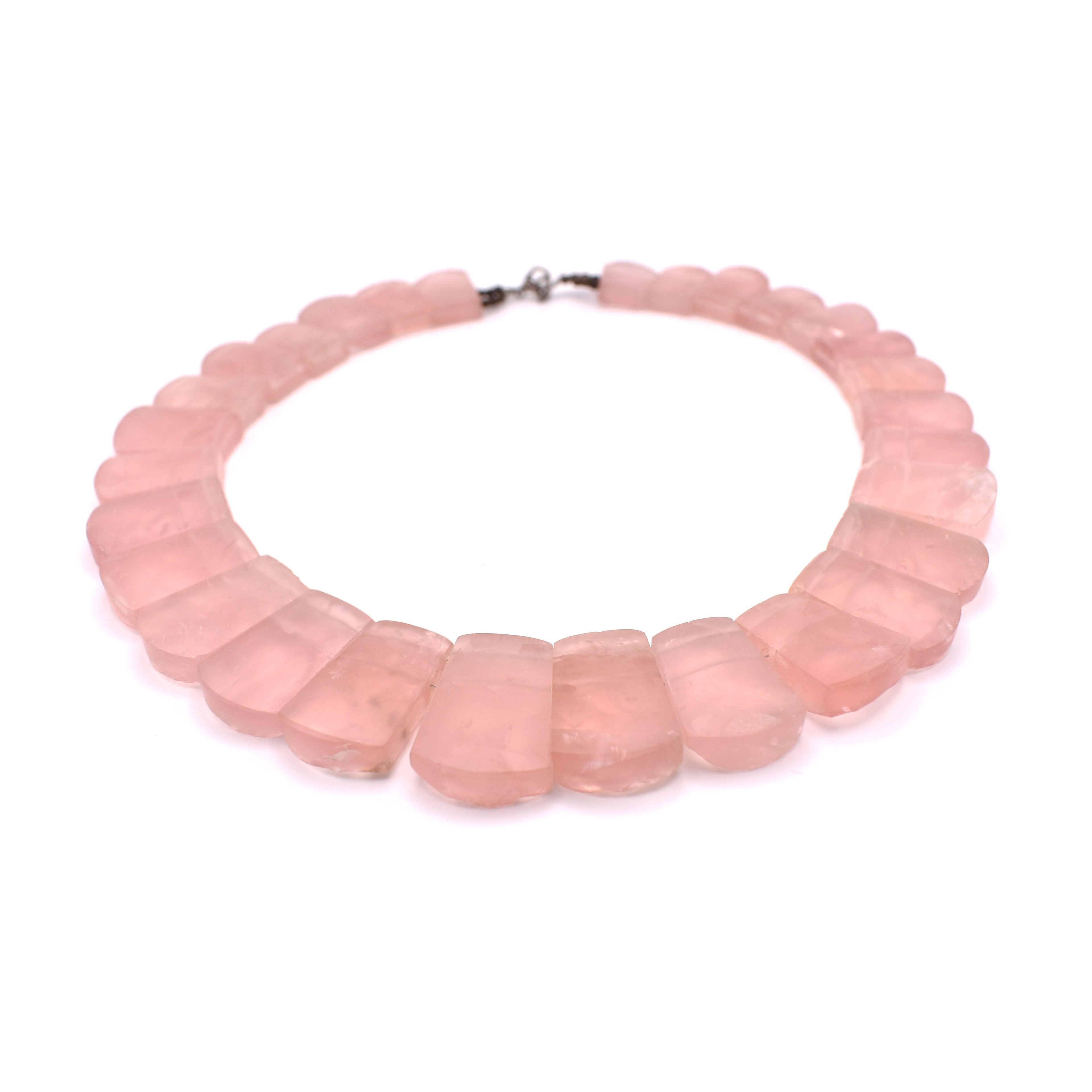 Rose Quartz Bib Necklace - Mystic Gleam