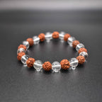 rudraksha with crystal bracelets front angle with black background