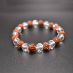 Rudraksha with crystal bracelets back angle with black background