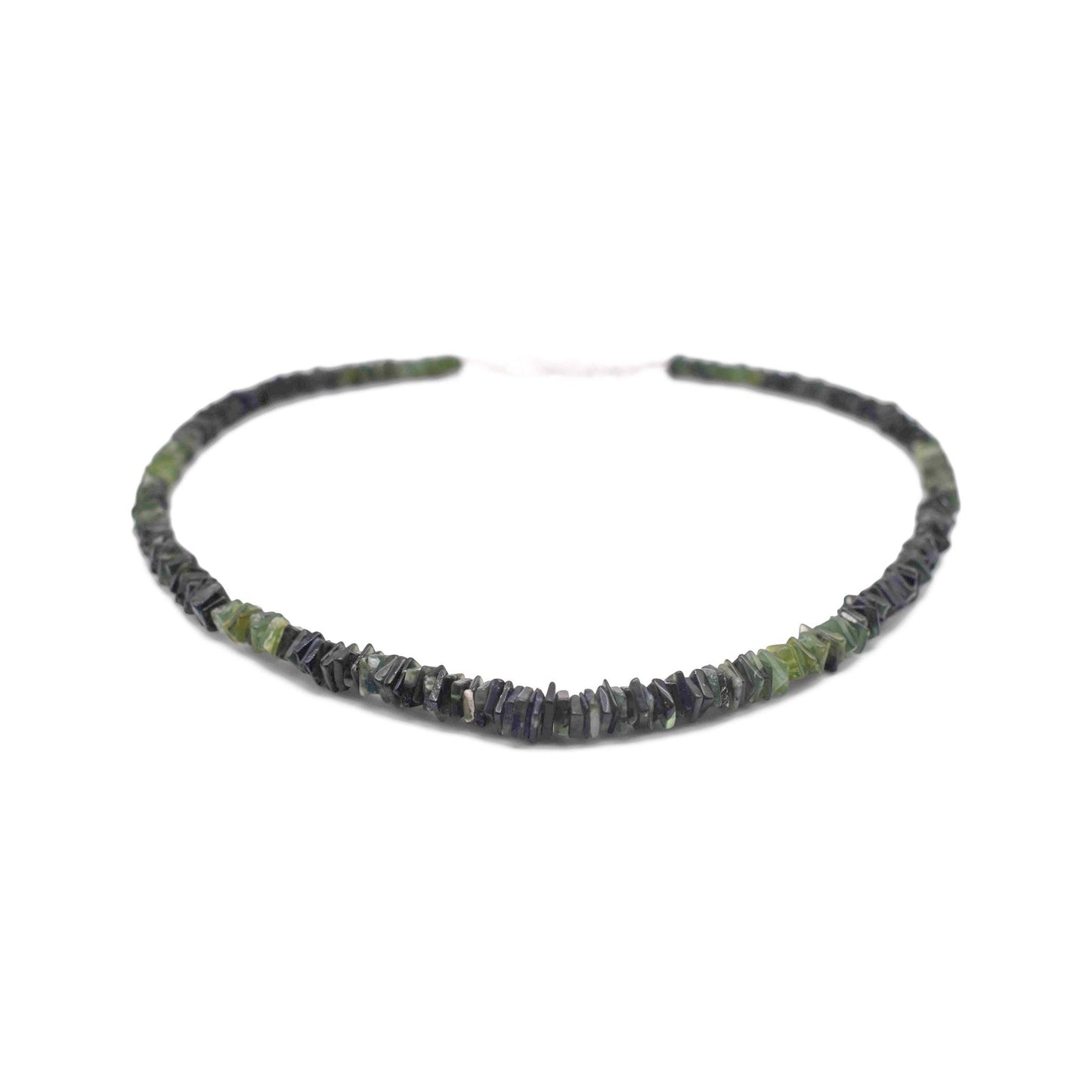 Serpentine Heishi Necklace green and black color beads