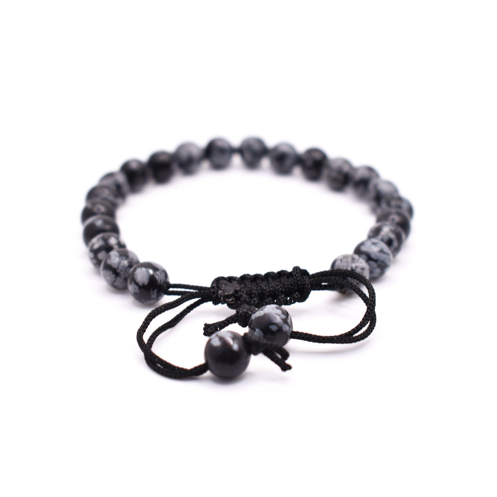 Snowflake Obsidian Adjustable Bracelet - Mystic Gleam