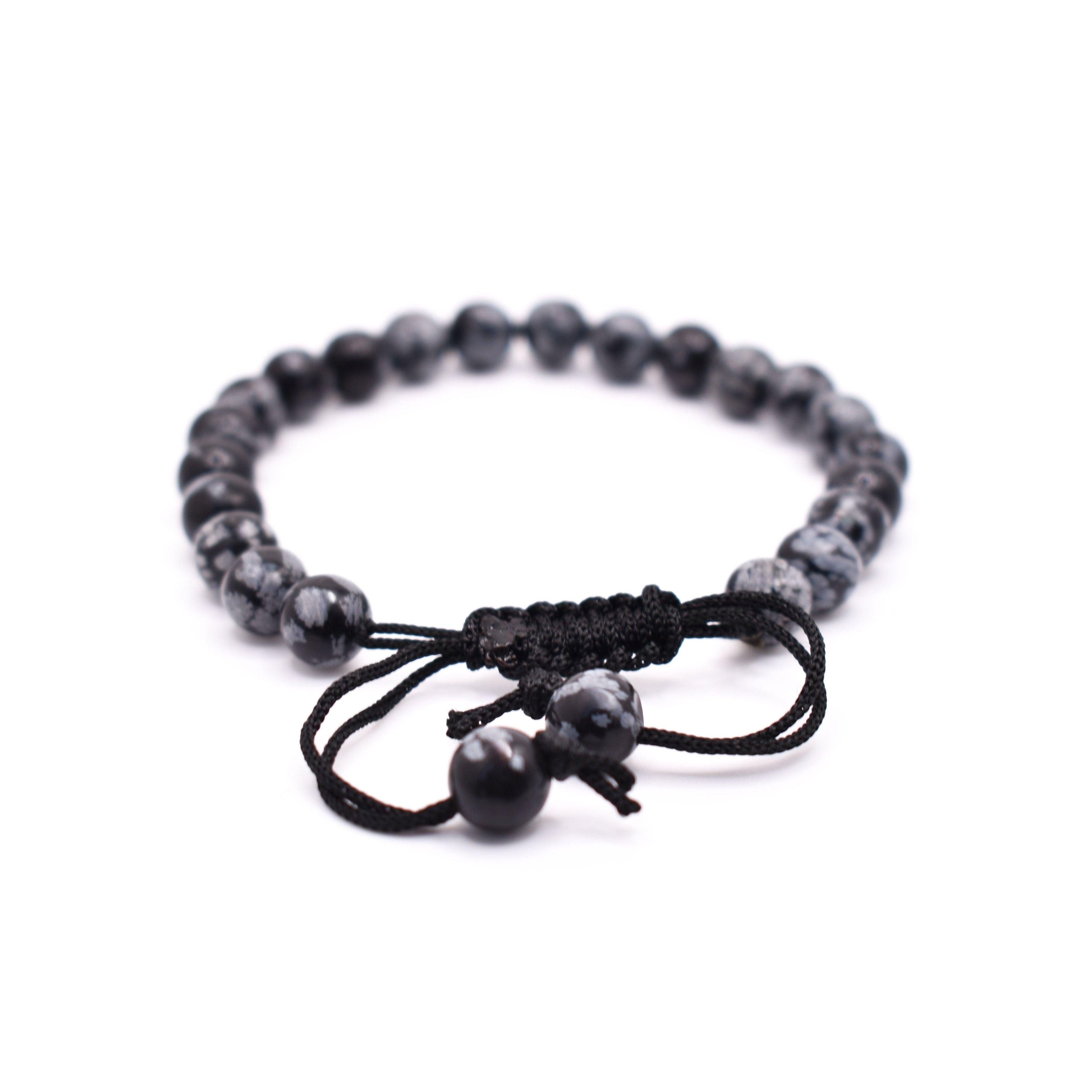 Snowflake Obsidian Adjustable Bracelet - Mystic Gleam