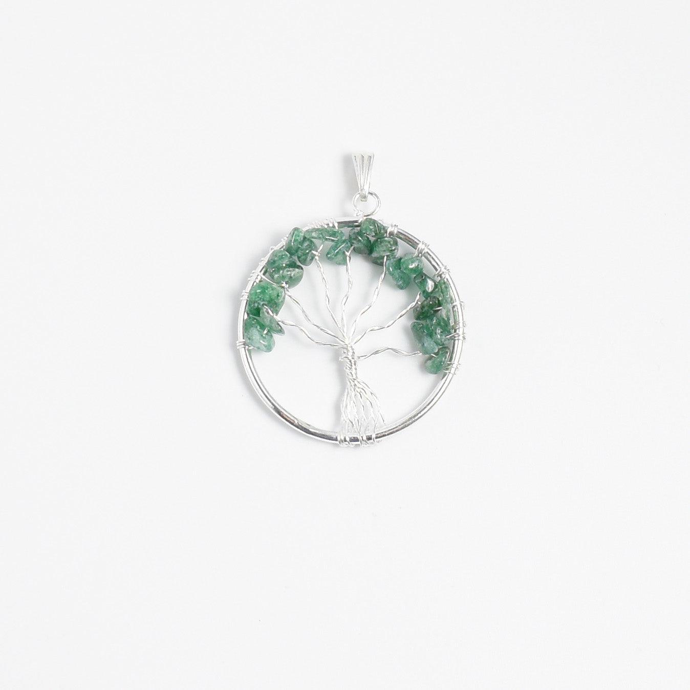 Tree of Life Pendant with Green Jade - Mystic Gleam