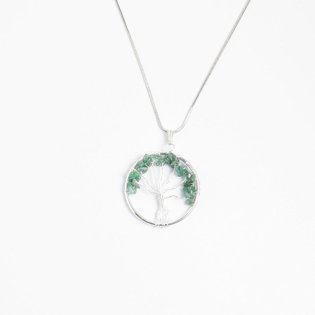 Tree of Life Pendant with Green Jade - Mystic Gleam