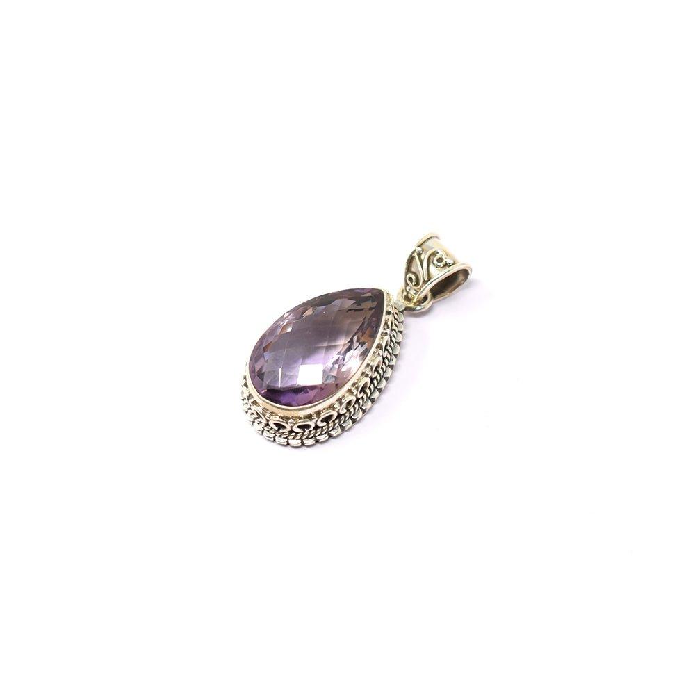 925 Sterling Silver Ametrine purple color pendant highlighting natural beauty top angle