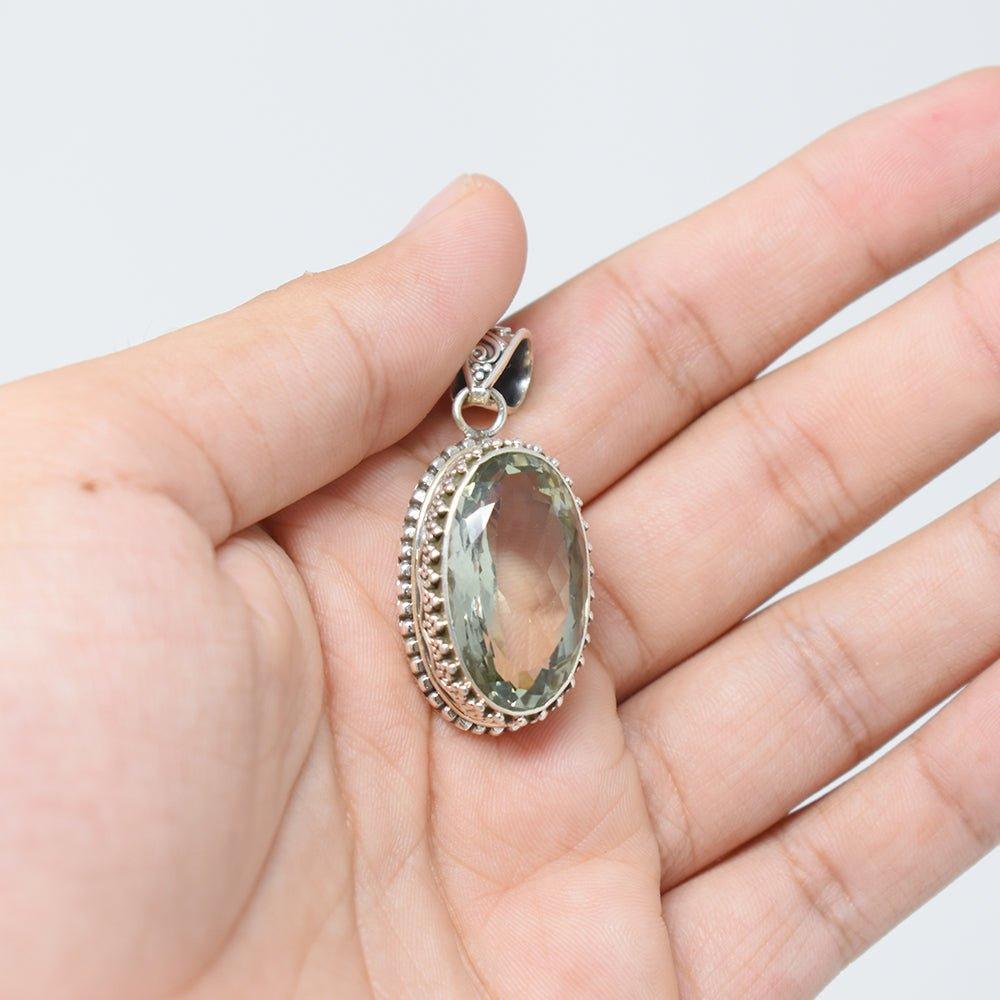 925 Sterling Silver Green Amethyst Pendant - Mystic Gleam