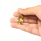 925 sterling silver lemon quartz yellow color pendant in hand on white background front angle